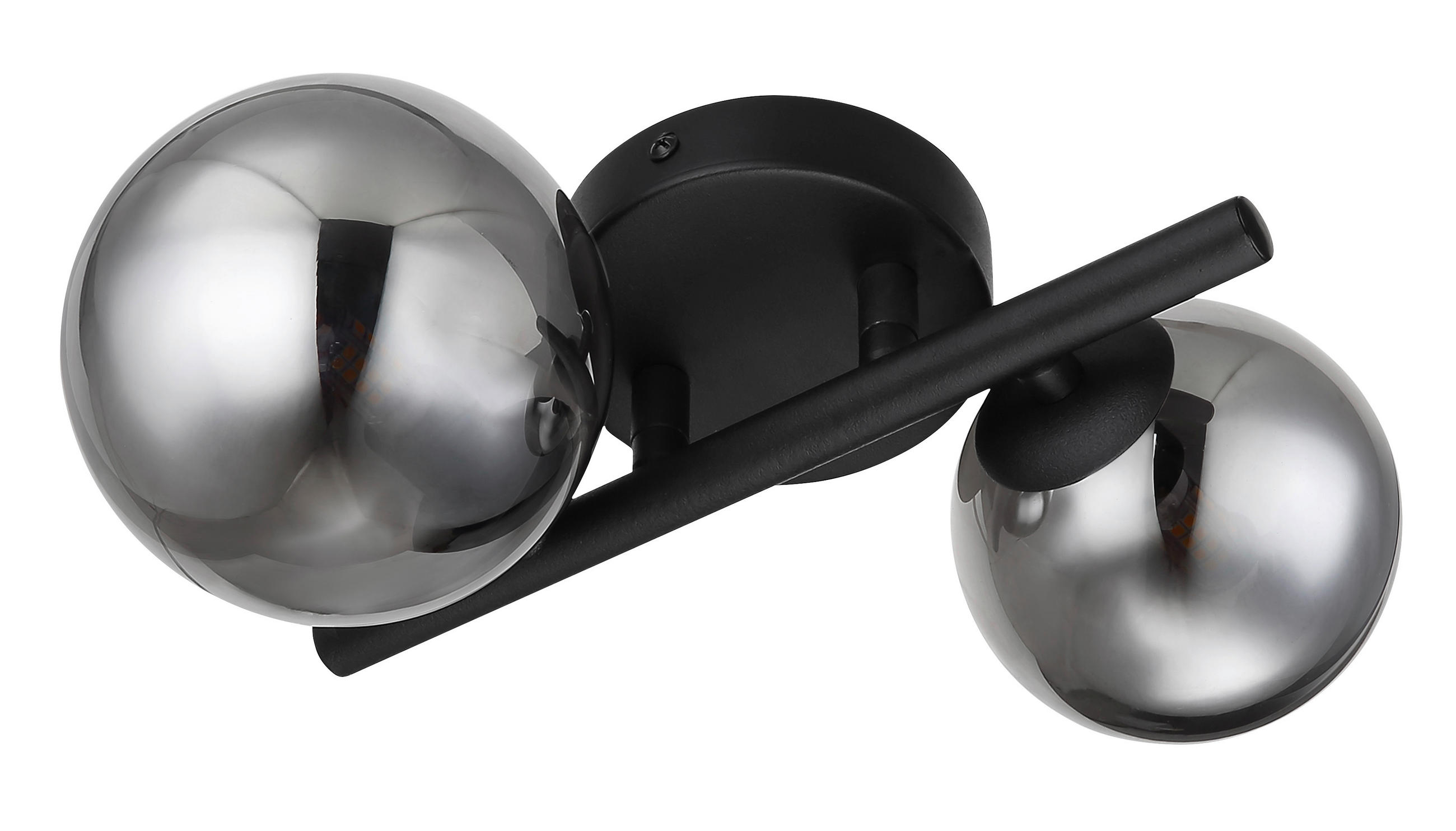 LED-WANDLEUCHTE 24/25/12,5 cm   - Schwarz, Design, Glas/Metall (24/25/12,5cm) - Globo