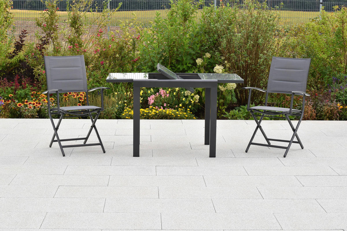 GARTENSET Aluminium  - Graphitfarben/Grau, MODERN, Textil/Metall - Gardenson