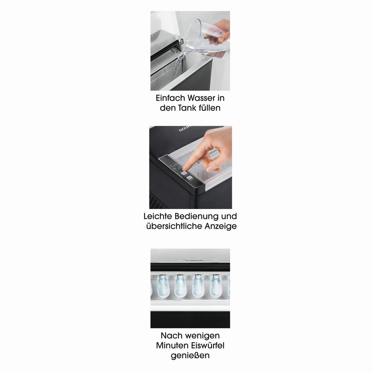 EISWÜRFELMASCHINE GOURMETmaxx  - Schwarz, Basics, Kunststoff/Metall (28,8/25,5/26,2cm) - GOURMETMAXX