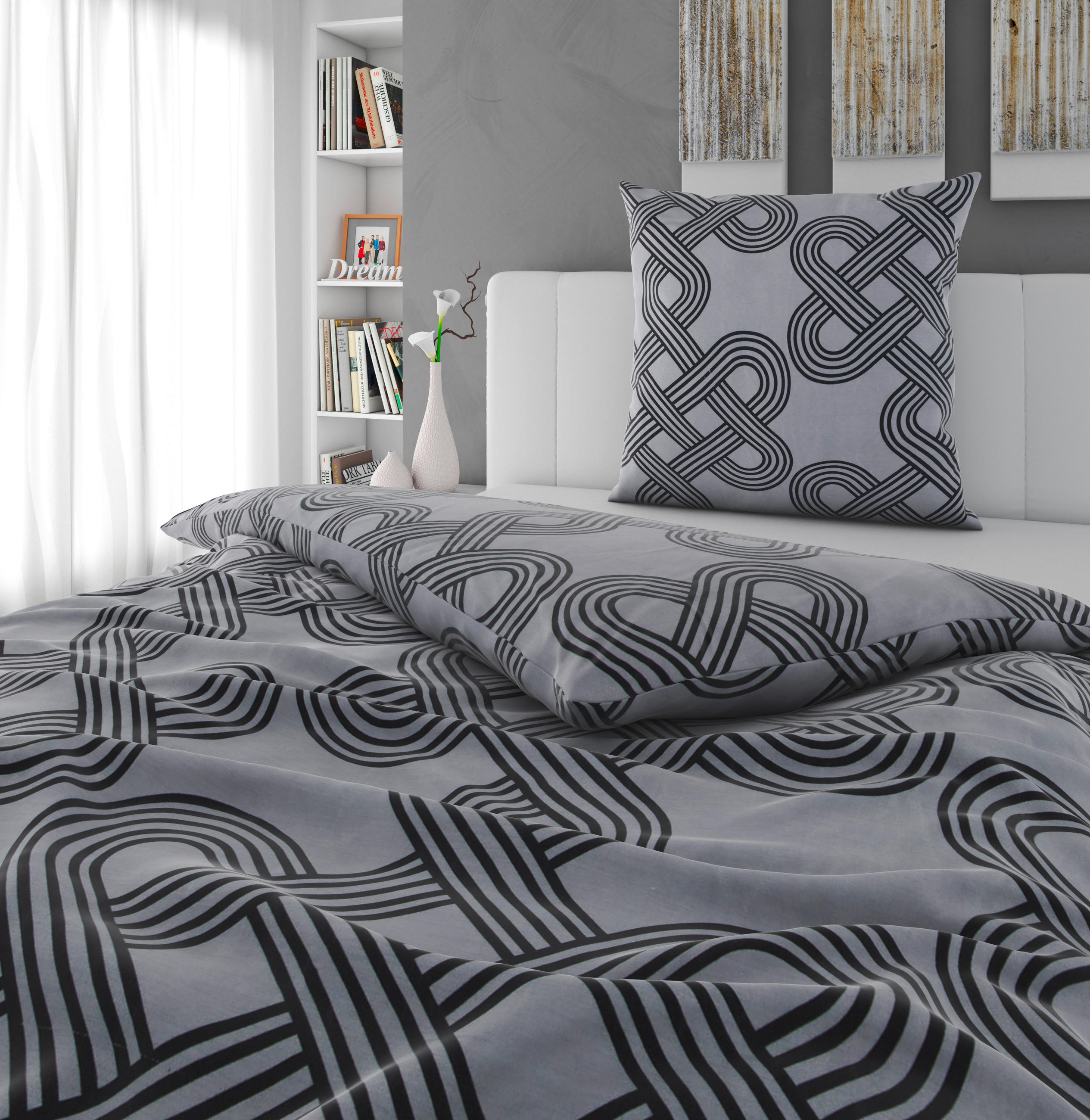 BETTWÄSCHE Satin 135/200 cm  - Anthrazit/Hellgrau, Design, Textil (135/200cm) - Novel