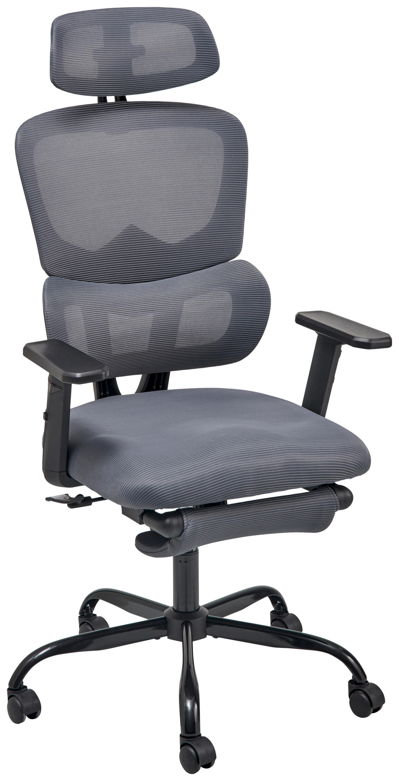 DREHSTUHL Netzbespannung Grau, Schwarz  - Schwarz/Grau, MODERN, Kunststoff/Textil (65/115-123/68cm) - Livetastic