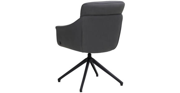 ARMLEHNSTUHL  Sitzfläche 360° drehbar, inklusive Armlehnen, automatische Rückholfunktion  Echtleder  - Schwarz, Design, Leder/Metall (62/85,5/65cm) - Dieter Knoll