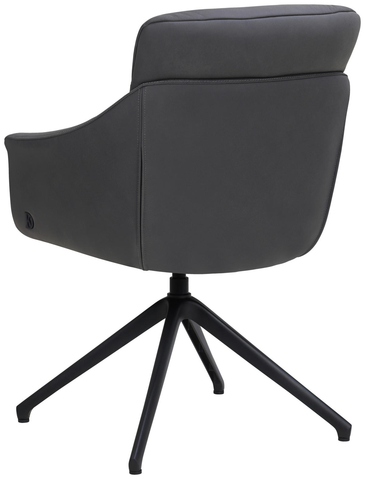 ARMLEHNSTUHL  Sitzfläche 360° drehbar, inklusive Armlehnen, automatische Rückholfunktion  Echtleder  - Schwarz, Design, Leder/Metall (62/85,5/65cm) - Dieter Knoll