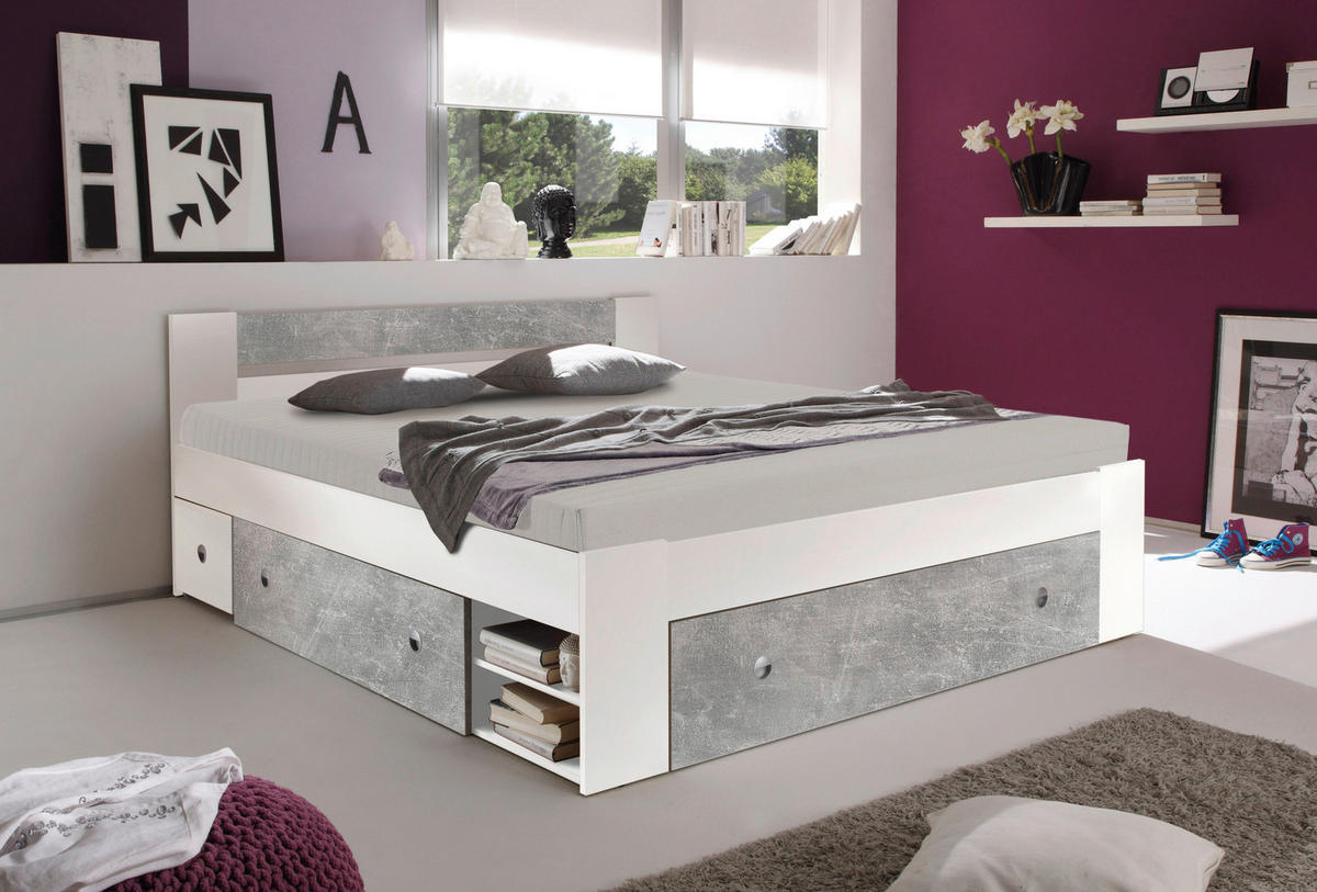 POSTELJNA GARNITURA  180 cm  x  200 cm , siva, bela  - siva/bela, Moderno (180/200cm) - MID.YOU