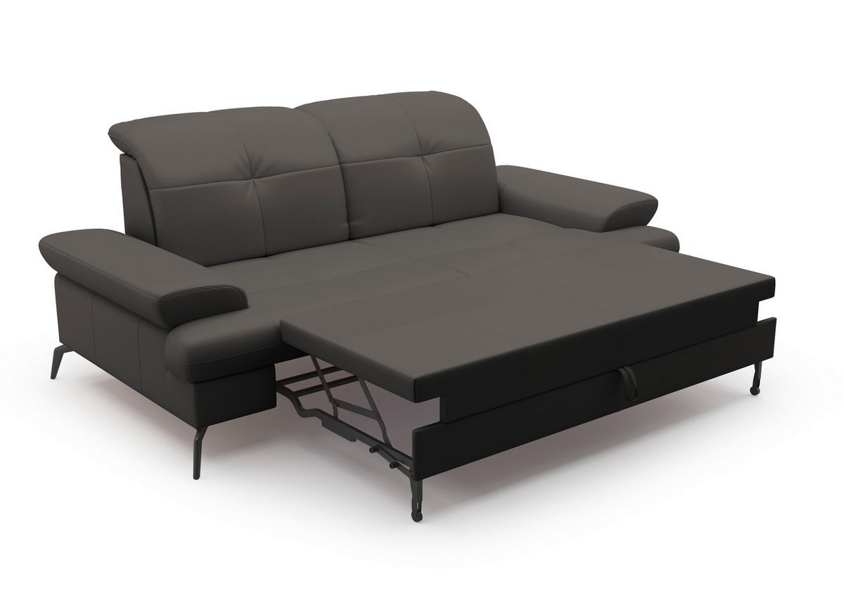 3-SITZER-SOFA in Echtleder Anthrazit  - Anthrazit/Schwarz, Konventionell, Leder/Metall (212/90/122cm) - Sit & More