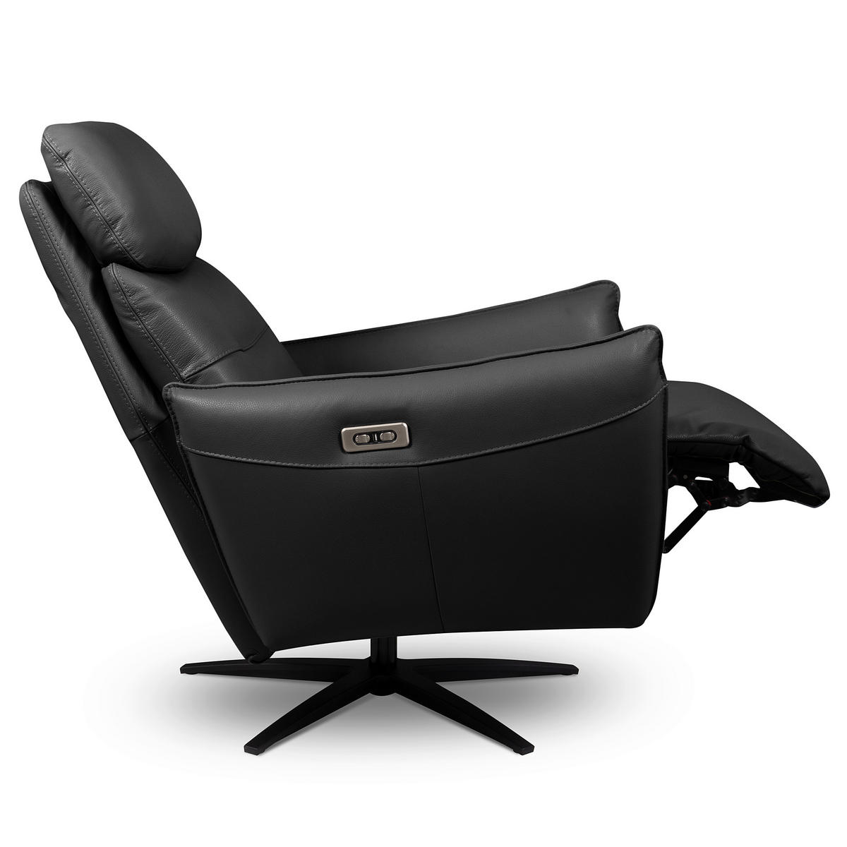 RELAXSESSEL Leder Schwarz  - Schwarz, Design, Leder/Metall (77/107/88cm) - Livetastic