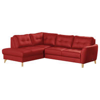 ECKSOFA in Lederlook Echtleder Rot  - Buchefarben/Rot, Design, Leder/Holz (190/236cm) - Livetastic