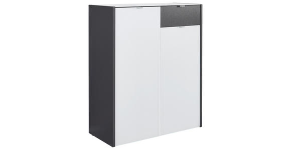 SCHUHSCHRANK Graphitfarben, Weiß - Alufarben/Schwarz, Design, Glas/Holzwerkstoff (91/110/40cm) - Voleo