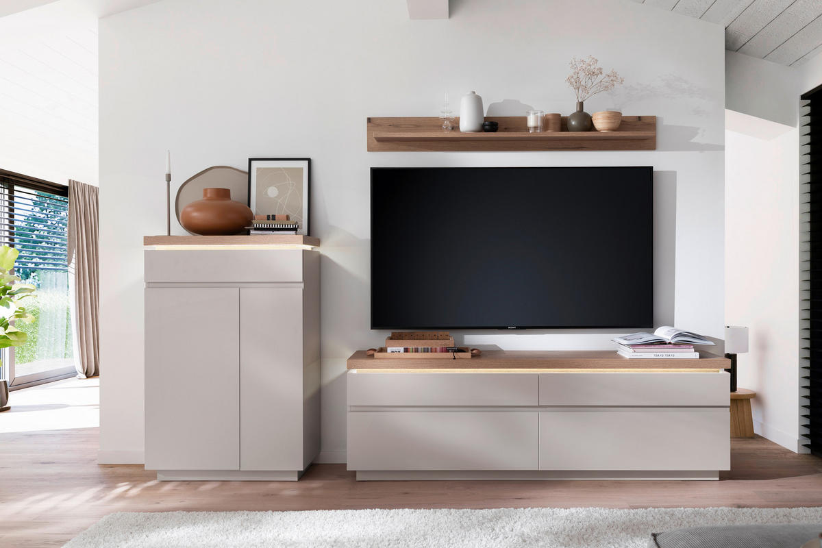 WOHNWAND  Eichefarben, Kaschmir 270/172/40 cm  - Kaschmir/Eichefarben, Design, Holzwerkstoff (270/172/40cm) - Livetastic