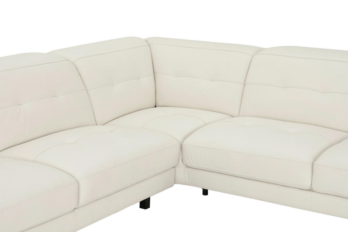ECKSOFA Weiß Echtleder  - Schwarz/Weiß, MODERN, Leder/Metall (287/224cm) - MID.YOU