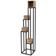 BLUMENSTÄNDER Holz, Metall Akazie massiv  - Schwarz/Akaziefarben, Trend, Holz/Metall (40/184/40cm) - Ambia Home