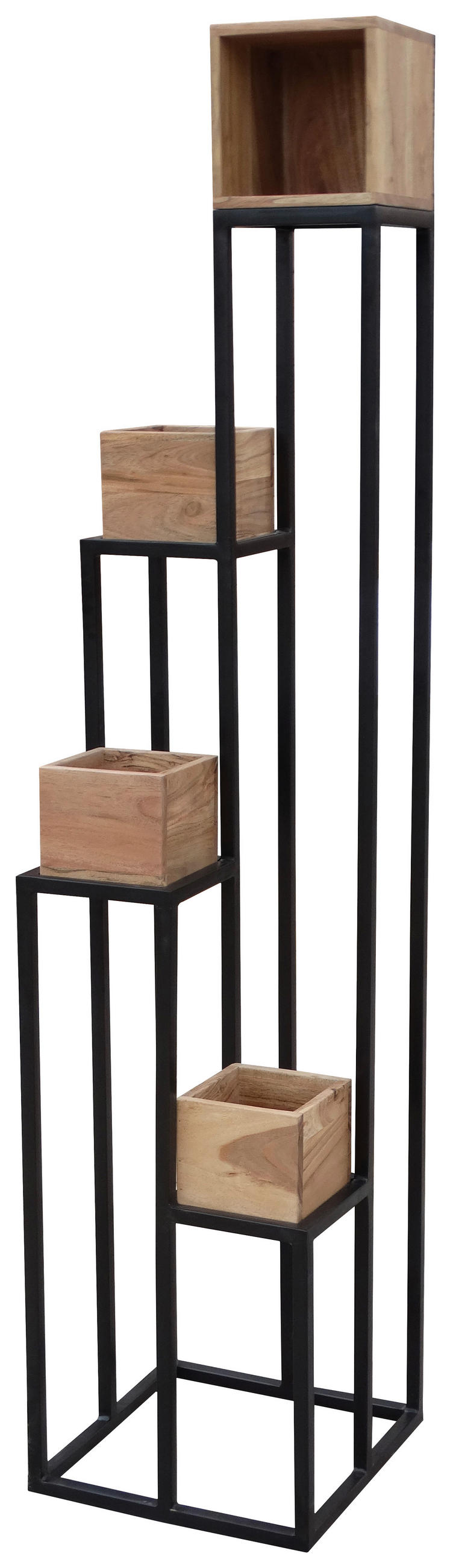 STOJAN NA KVĚTINY, akácie, černá, barvy akácie - černá/barvy akácie, Trend, kov/dřevo (40/184/40cm) - Ambia Home
