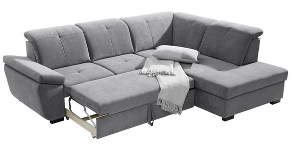 ECKSOFA in Webstoff Grau  - Schwarz/Grau, KONVENTIONELL, Holz/Textil (280/202cm) - Xora