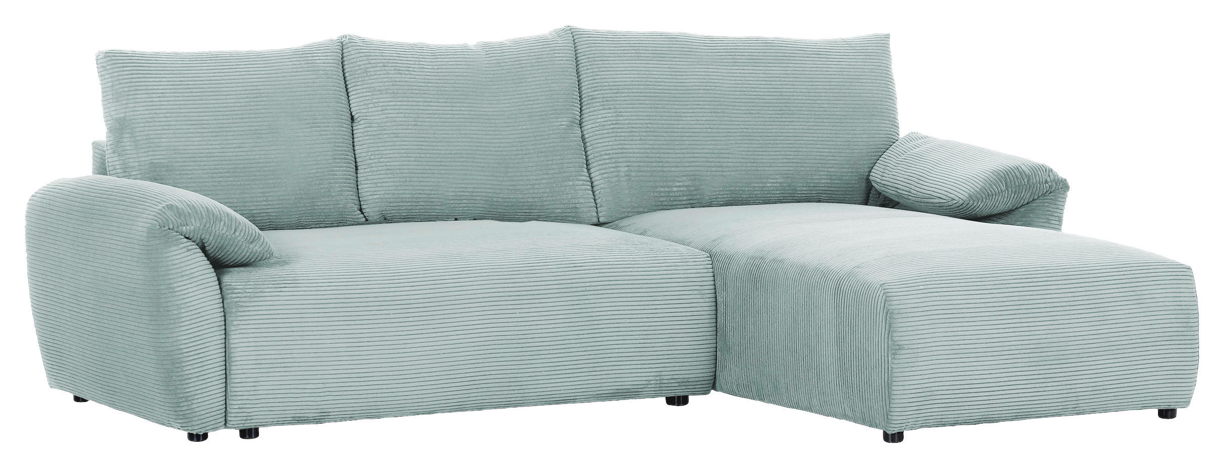 ECKSOFA in Cord Mintgrün  - Schwarz/Mintgrün, Konventionell, Kunststoff/Textil (266/180cm) - MID.YOU