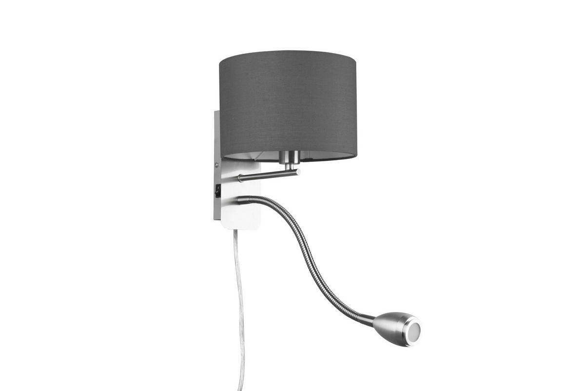 WANDLEUCHTE - Grau/Nickelfarben, Design, Textil/Metall (20/23cm) - Trio Leuchten