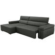 ECKSOFA DUA in Echtleder Anthrazit  170/293 cm  - Chromfarben/Anthrazit, Design, Leder/Metall (170/293cm) - Novel