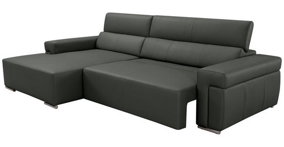 ECKSOFA DUA in Echtleder Anthrazit  170/293 cm  - Chromfarben/Anthrazit, Design, Leder/Metall (170/293cm) - Novel