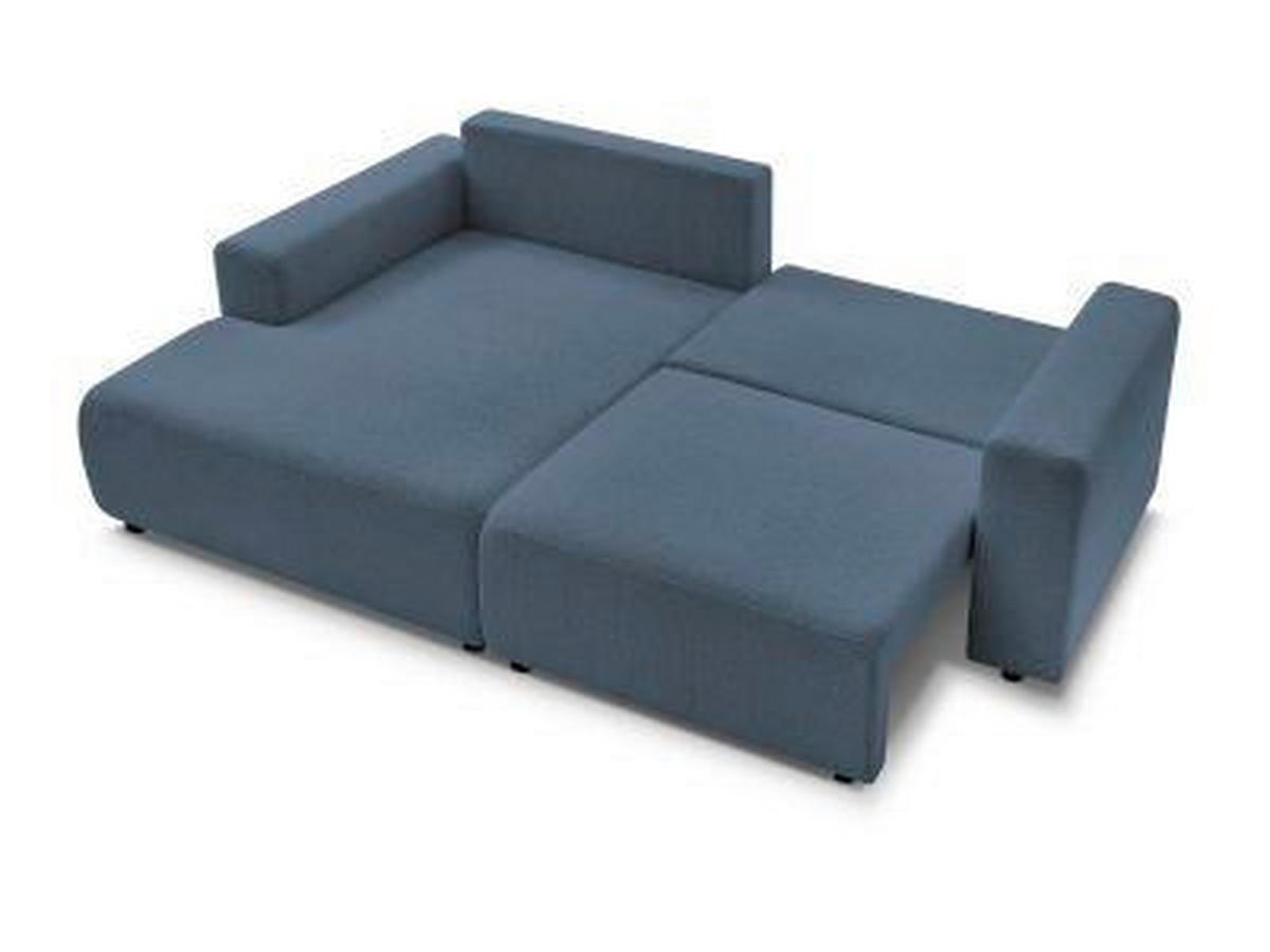 ECKSOFA Ottomane links  ATILLA Blau Flachgewebe  - Blau/Schwarz, MODERN, Kunststoff/Textil (149/244cm)