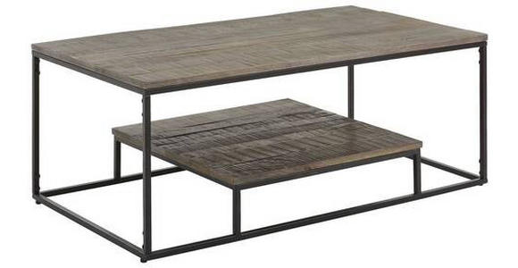 COUCHTISCH Mangoholz massiv 110/60/42 cm rechteckig Graubraun  - Graubraun/Schwarz, Trend, Holz/Metall (110/60/42cm) - Carryhome