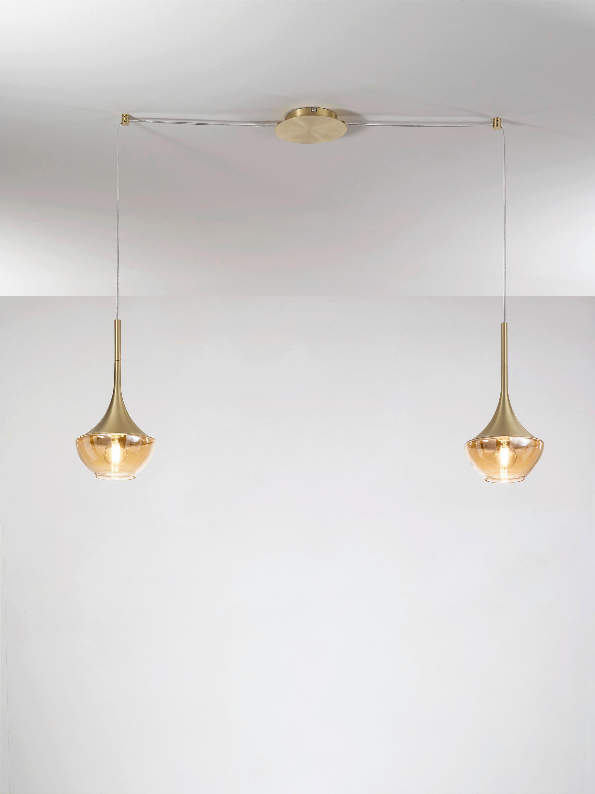 PENDELLEUCHTE 700/350 cm  - Messingfarben, Design, Glas/Metall (700/350cm) - Fabas Luce