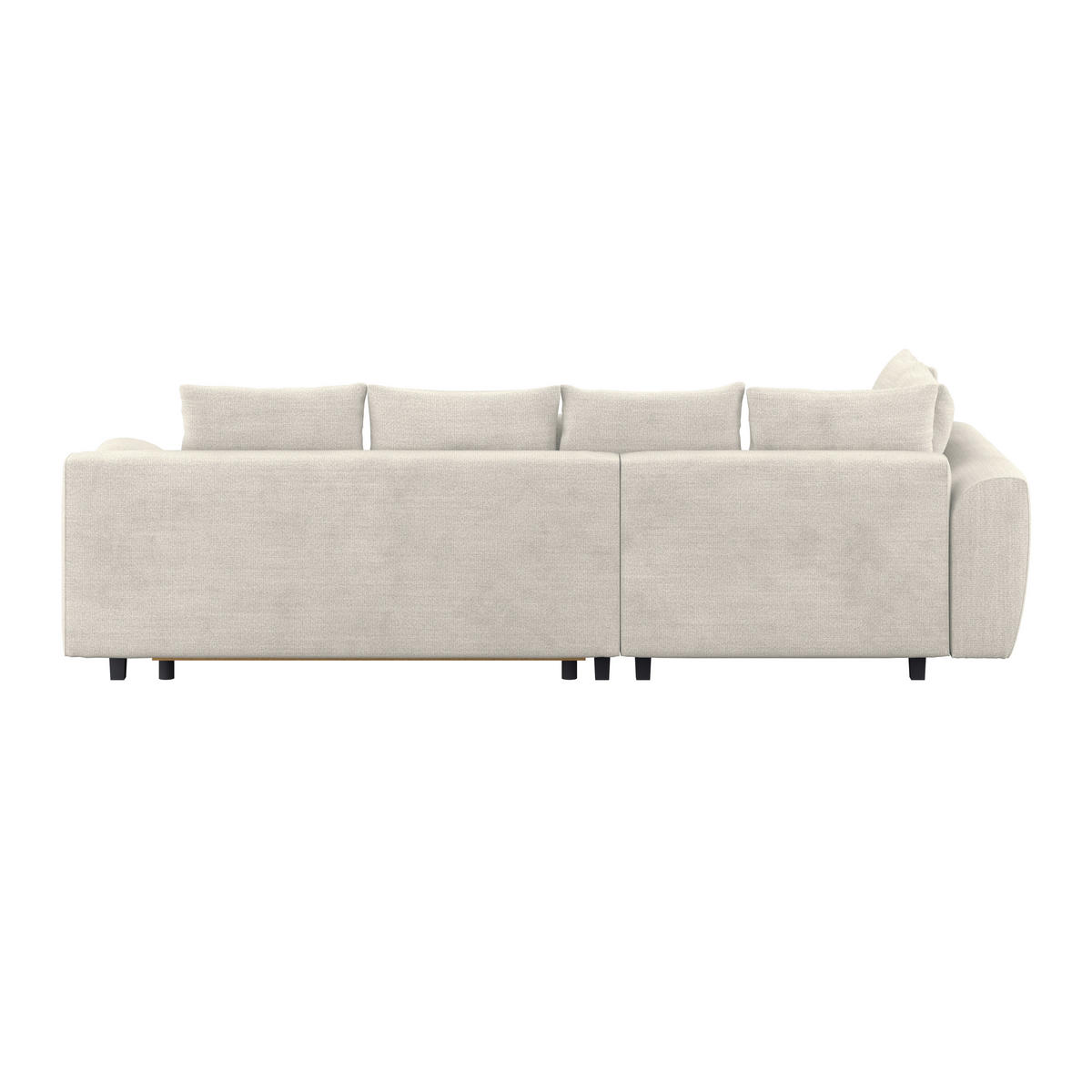 ECKSOFA MENDOZA NEW Creme Chenille, Struktur Zierkissen, Rückenkissen, Bettkasten  - Creme/Schwarz, KONVENTIONELL, Textil (197/309cm) - MID.YOU