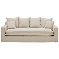 HUSSEN-3-SITZER-SOFA Bouclé Beige  - Beige/Schwarz, Trend, Kunststoff/Textil (227/92/105cm) - Livetastic