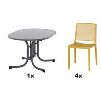 GARTENGARNITUR 5-teilig  - Basics, Holzwerkstoff/Kunststoff (90/80/138cm) - Siena Garden