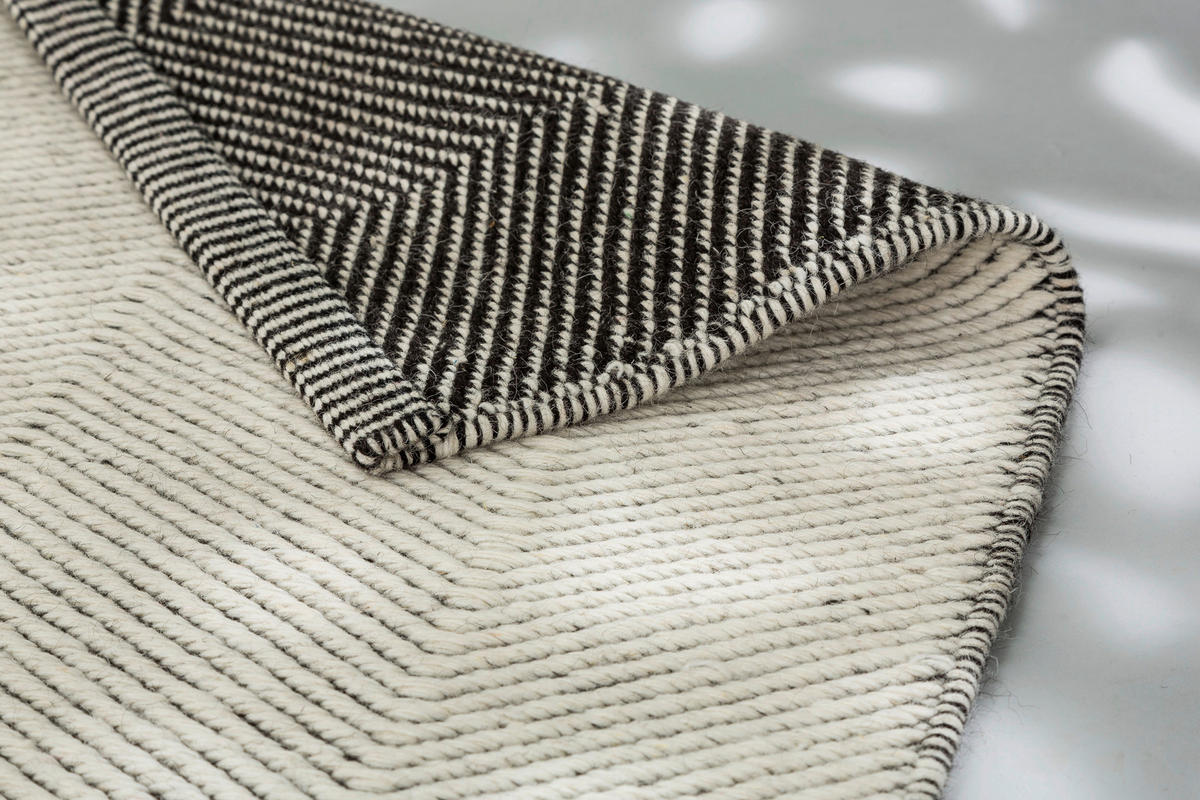 HANDWEBTEPPICH 140/200 cm Carmen Anthrazit, Weiß  - Anthrazit/Weiß, Design, Textil (140/200cm)