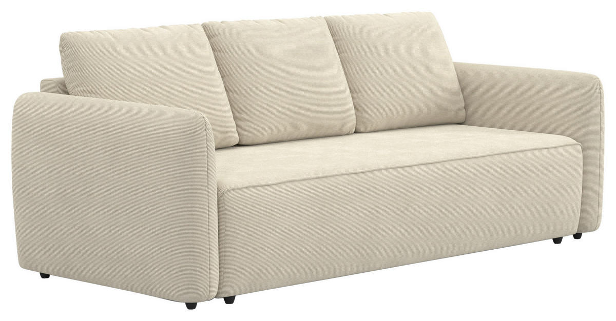 SCHLAFSOFA Cord Beige  - Beige/Schwarz, Trend, Kunststoff/Textil (222/89/102cm) - MID.YOU