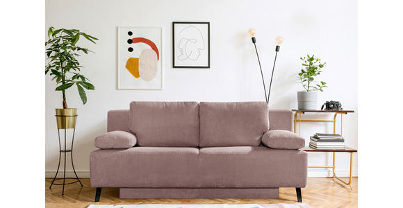 SCHLAFSOFA  in Cord Rosa  - Schwarz/Rosa, MODERN, Textil/Metall (197/92/88cm) - Novel