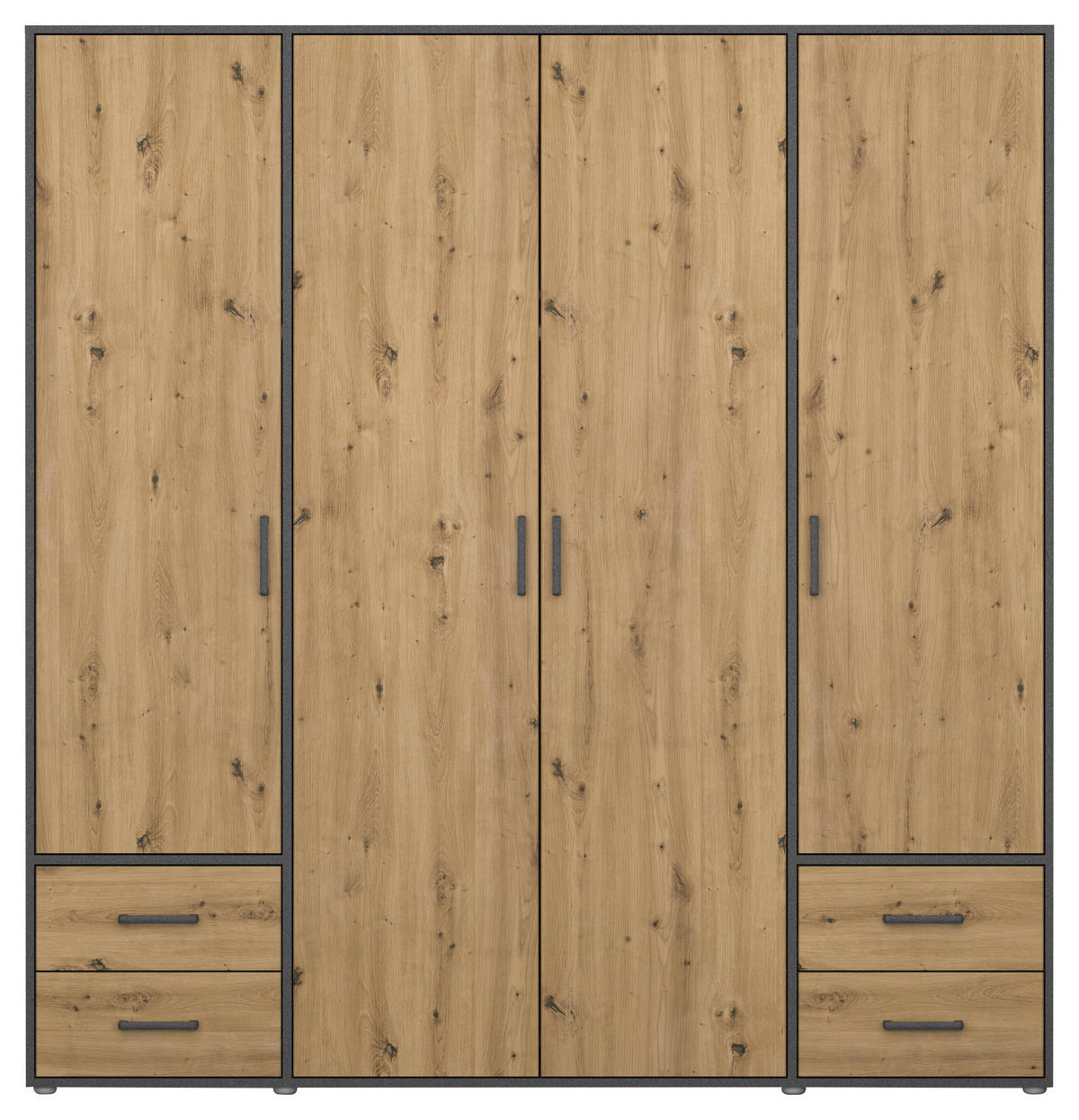 DREHTÜRENSCHRANK 187/194/53 cm 4-türig Grau, Eiche Artisan  - Eiche Artisan/Grau, MODERN, Holzwerkstoff/Kunststoff (187/194/53cm) - Rauch Möbel