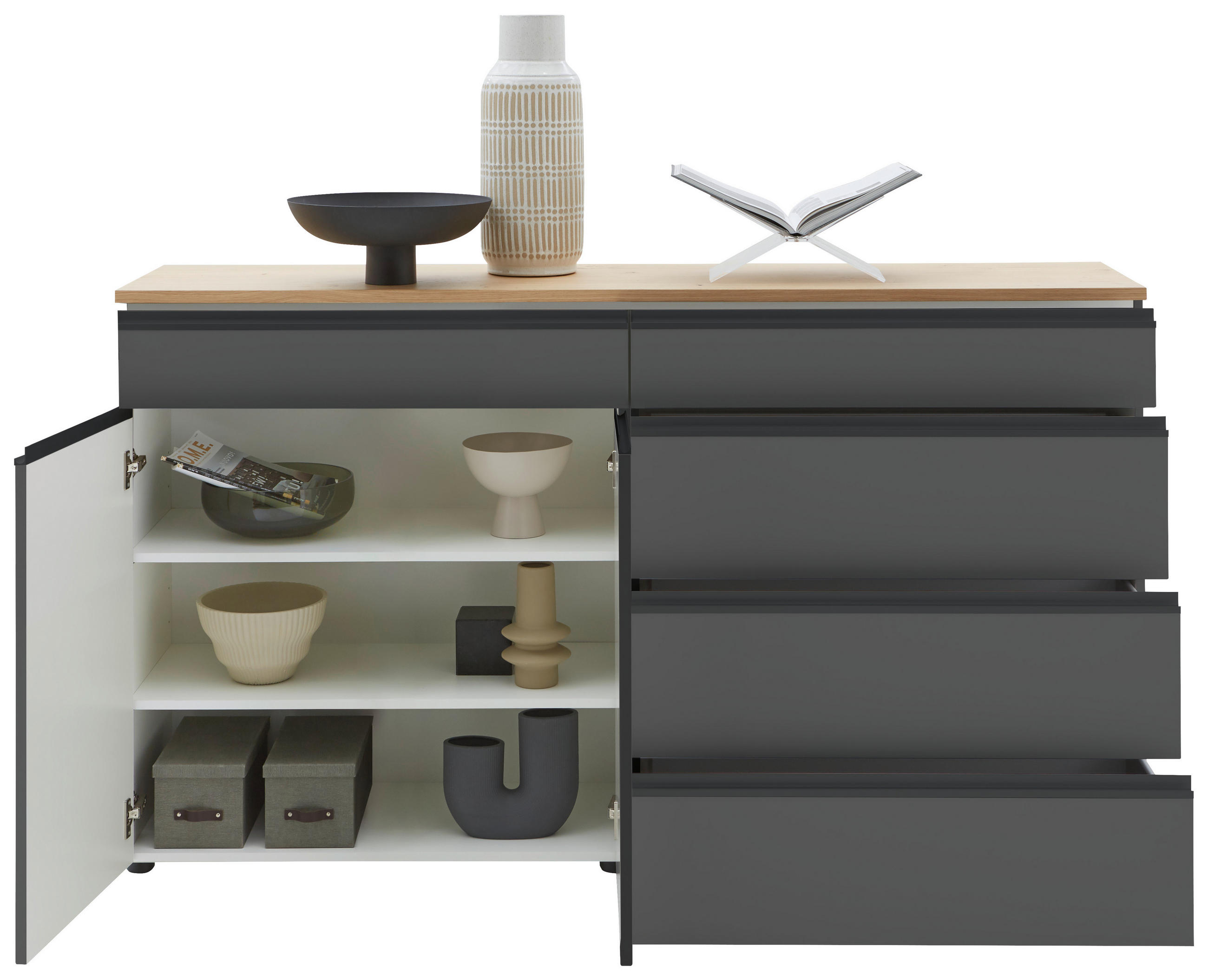 SIDEBOARD in 180/102/41 cm - Eichefarben/Schwarz, Design, Holz/Holzwerkstoff (180/102/41cm) - Dieter Knoll