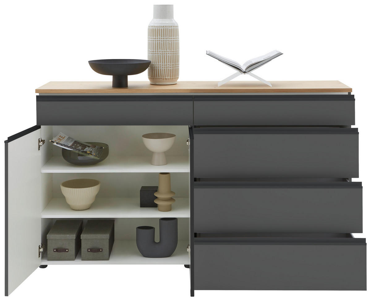 SIDEBOARD  in 180/102/41 cm  - Eichefarben/Schwarz, Design, Holz/Holzwerkstoff (180/102/41cm) - Dieter Knoll