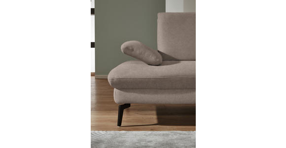 ECKSOFA in Chenille, Mikrofaser Greige 299/157 cm - Greige/Schwarz, Design, Textil/Metall (299/157cm) - Dieter Knoll