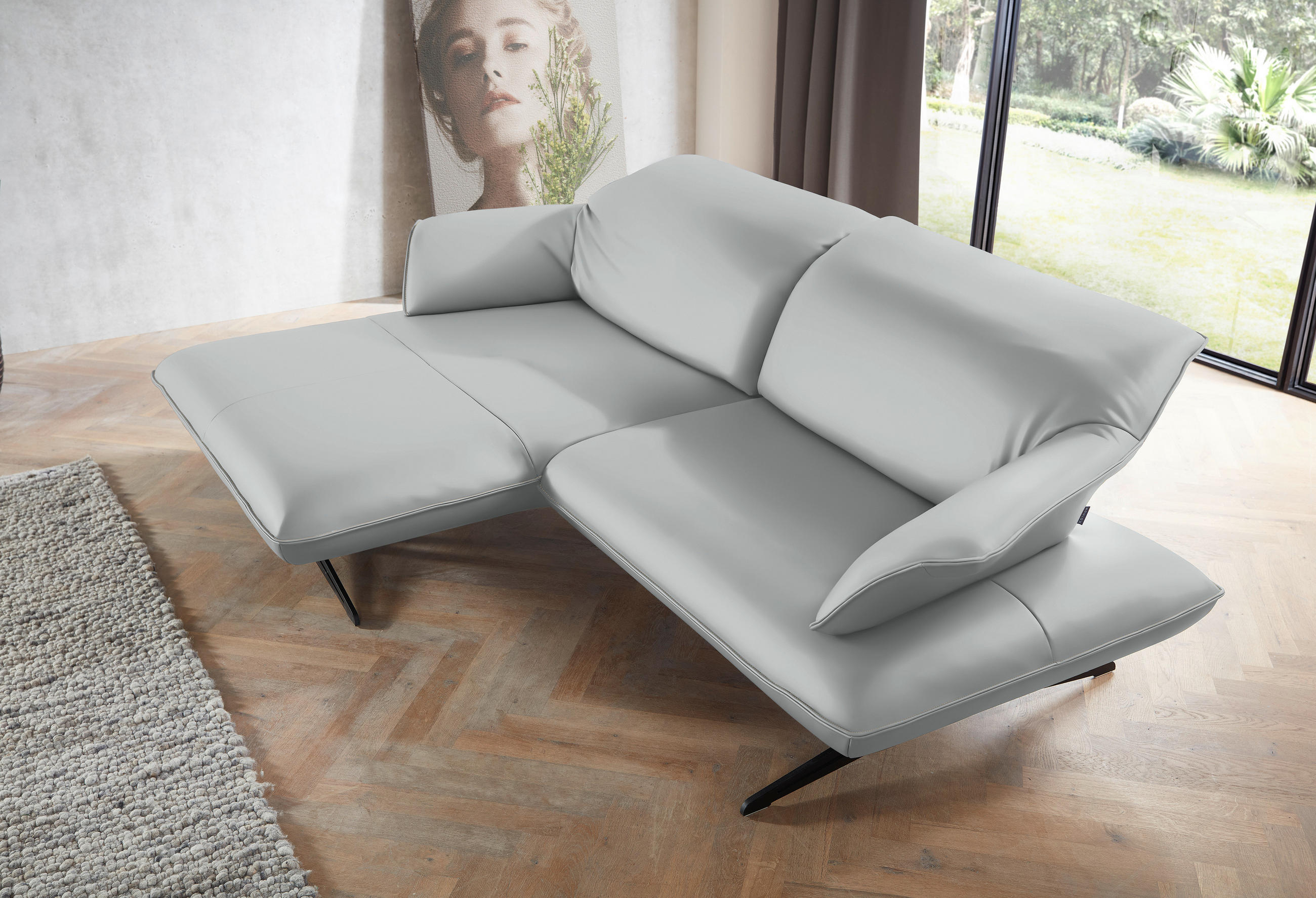 ECKSOFA in Echtleder Hellgrau  169/252 cm  - Beige/Hellgrau, Design, Leder/Metall (169/252cm) - Koinor