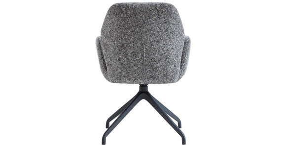 ARMLEHNSTUHL  Sitzfläche 360° drehbar, automatische Rückholfunktion Leinenoptik  - Schwarz/Grau, Design, Textil/Metall (62/89/63cm) - Dieter Knoll