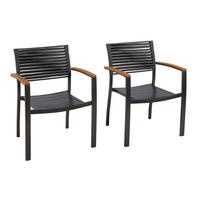 GARTENSTUHL-SET Aluminium Graphitfarben, Grau  - Graphitfarben/Grau, KONVENTIONELL, Kunststoff/Textil (61/53/83,5cm) - Gardenson