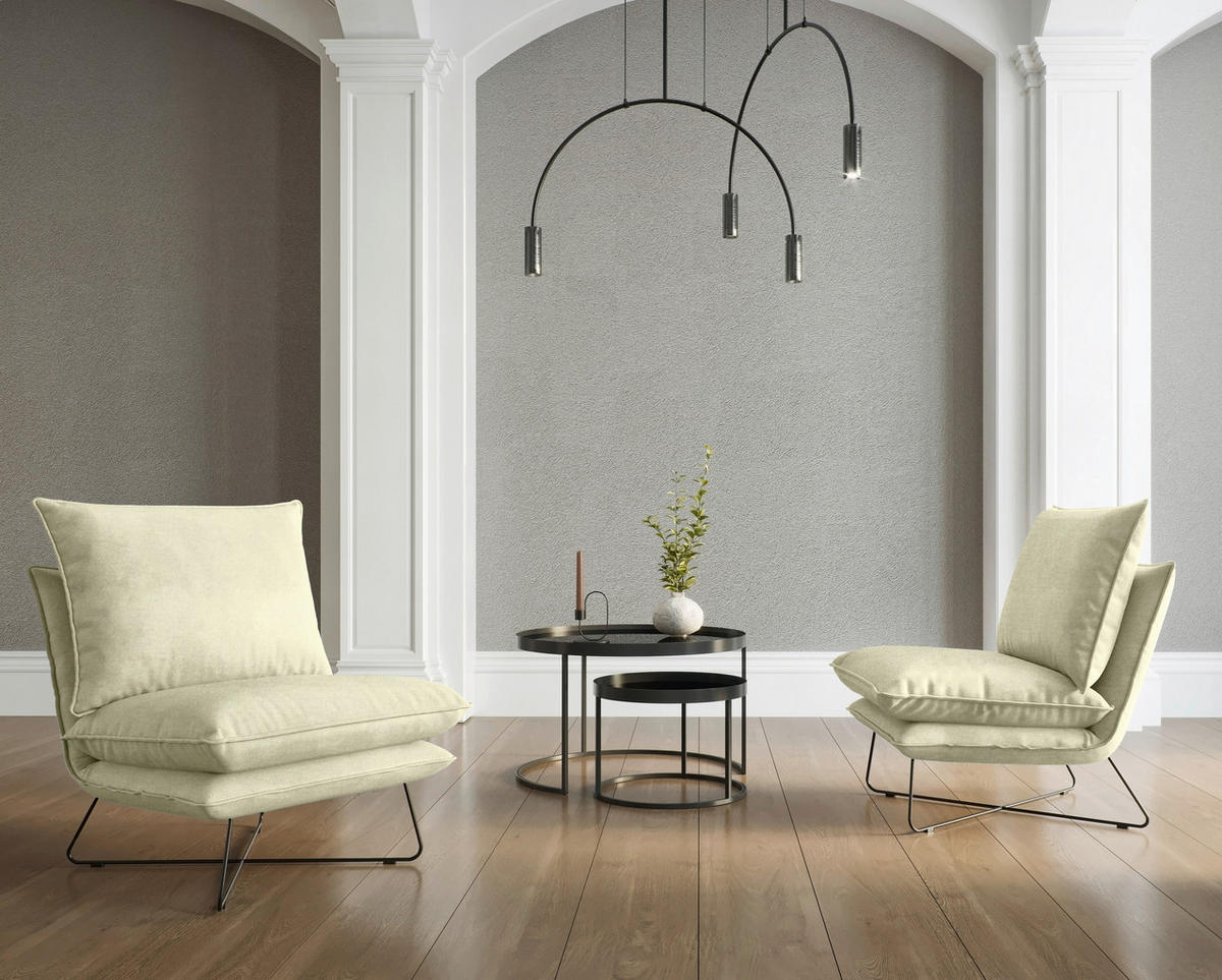 SESSEL in Velours Beige  - Beige/Schwarz, Design, Textil/Metall (72/84/90cm) - Hom`in