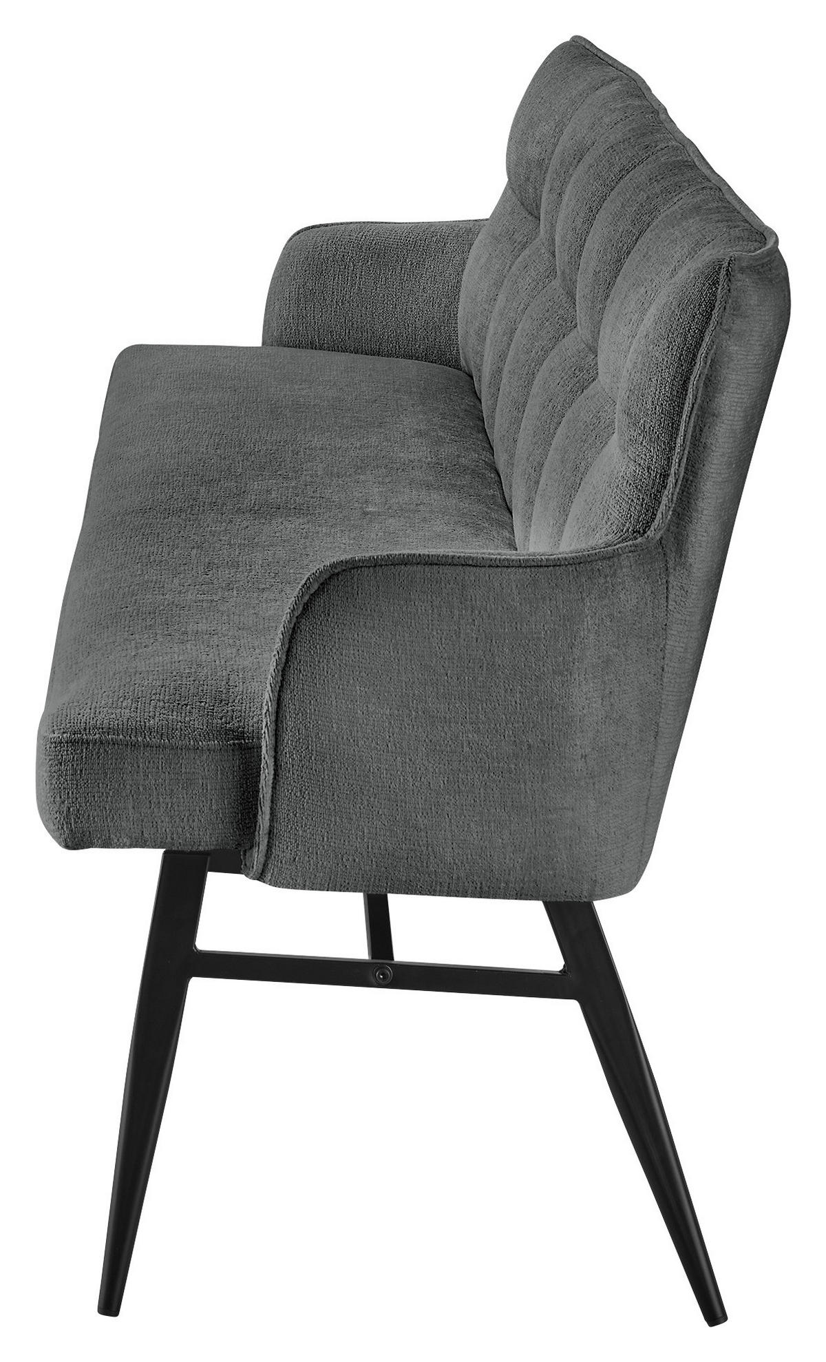 SITZBANK 180/88/68 cm Mikrofaser Schwarz, Dunkelgrau  - Dunkelgrau/Schwarz, Design, Textil/Metall (180/88/68cm) - SetOne by Musterring