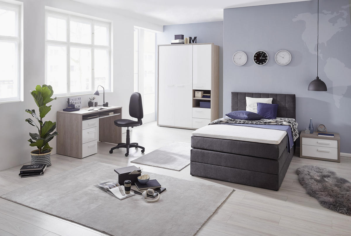 BOXSPRINGBETT 120/200 cm  in Anthrazit  - Anthrazit/Schwarz, Design, Kunststoff/Textil (120/200cm) - Xora