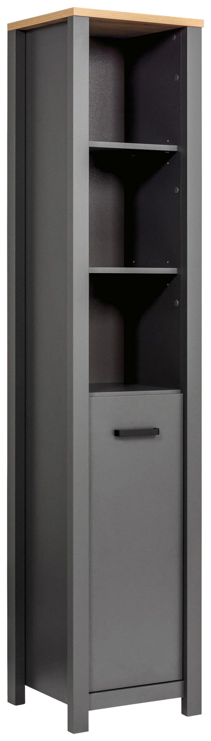 HOCHSCHRANK 42/197/40 cm  - Anthrazit/Schwarz, Natur, Holzwerkstoff/Metall (42/197/40cm) - home24