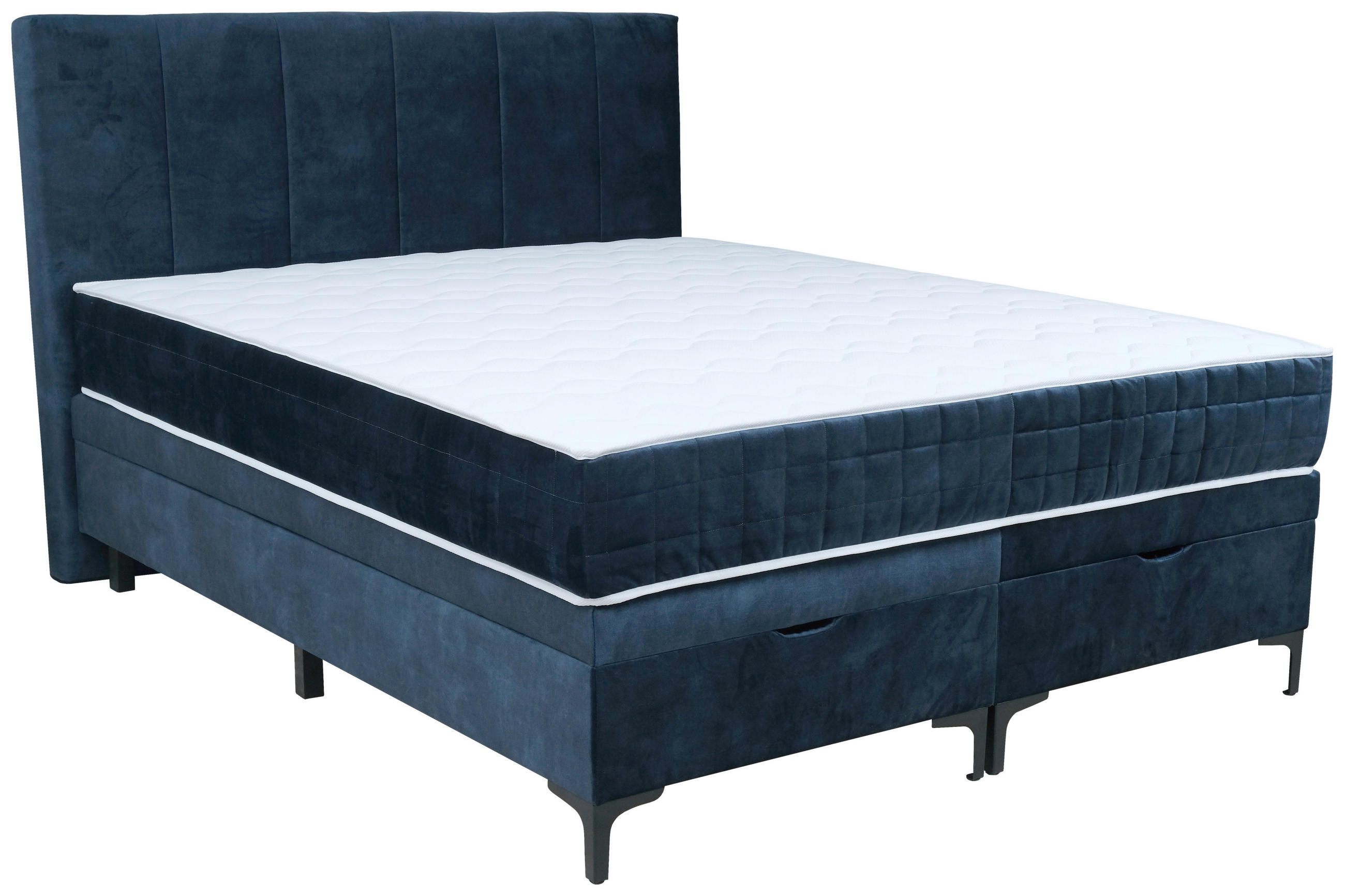 BOXSPRINGOVÁ POSTEĽ, 180/200 cm, modrá - čierna/modrá, Konventionell, kov/drevo (180/200cm) - Hom`in