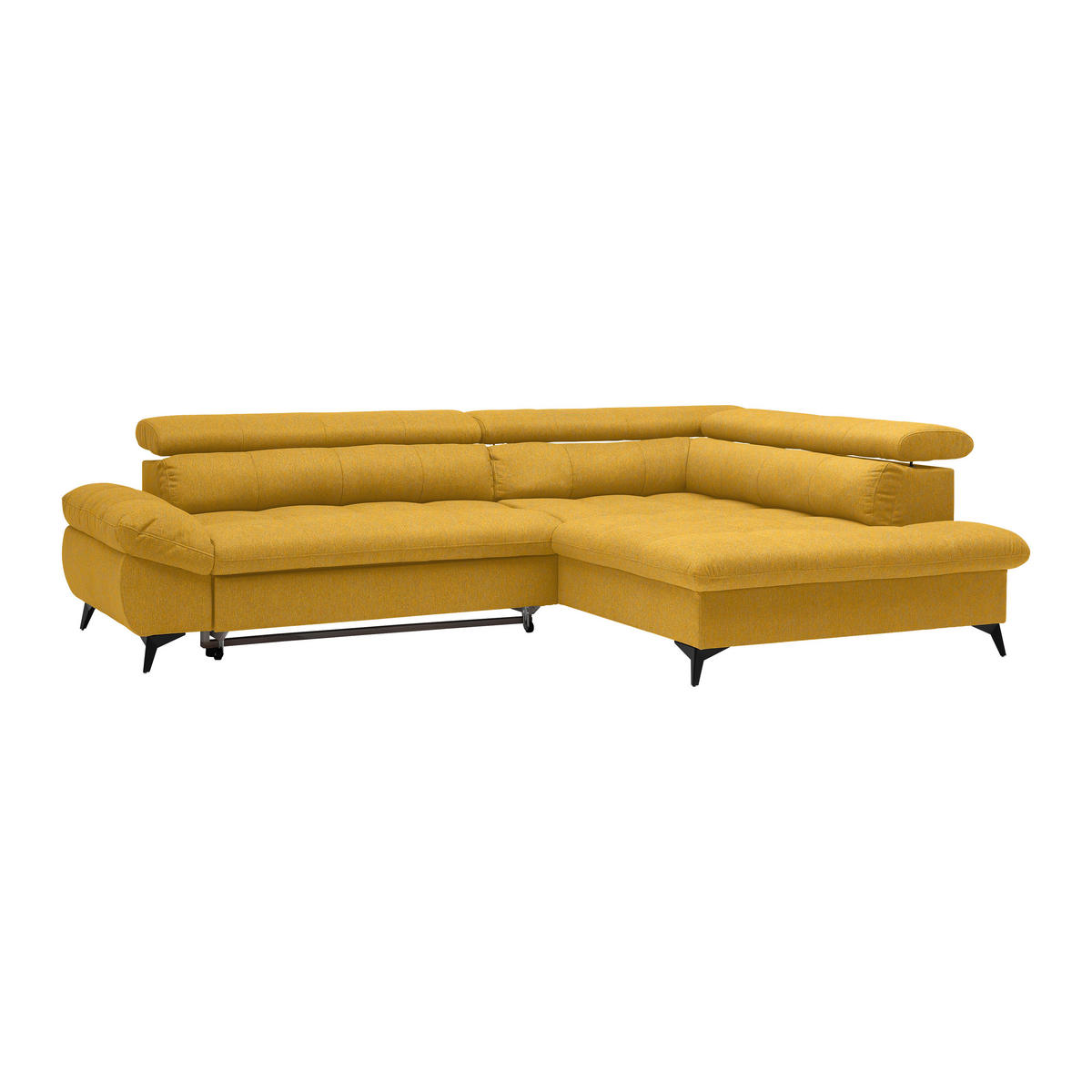 ECKSOFA in Chenille Senfgelb  - Senfgelb/Schwarz, Modern, Textil/Metall (296/201cm) - Livetastic