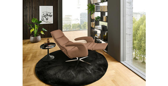 RELAXSESSEL in Leder Haselnussfarben  - Edelstahlfarben/Haselnussfarben, Design, Leder/Metall (76/119/86cm) - Dieter Knoll