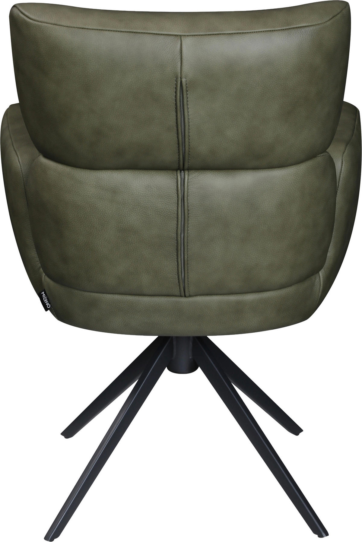 ARMLEHNSTUHL  Lederauswahl, Sitzfläche 360° drehbar, automatische Rückholfunktion  Echtleder  Grün  - Schwarz/Grün, Design, Leder/Metall (62,5/86,5/67cm) - Milino