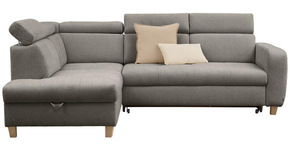 ECKSOFA inkl. Funktionen Dunkelgrau Samt - Dunkelgrau, Design, Holz/Textil (206/261cm) - Venda