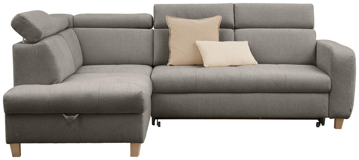 ECKSOFA inkl. Funktionen Dunkelgrau Samt  - Dunkelgrau, Design, Holz/Textil (206/261cm) - Venda