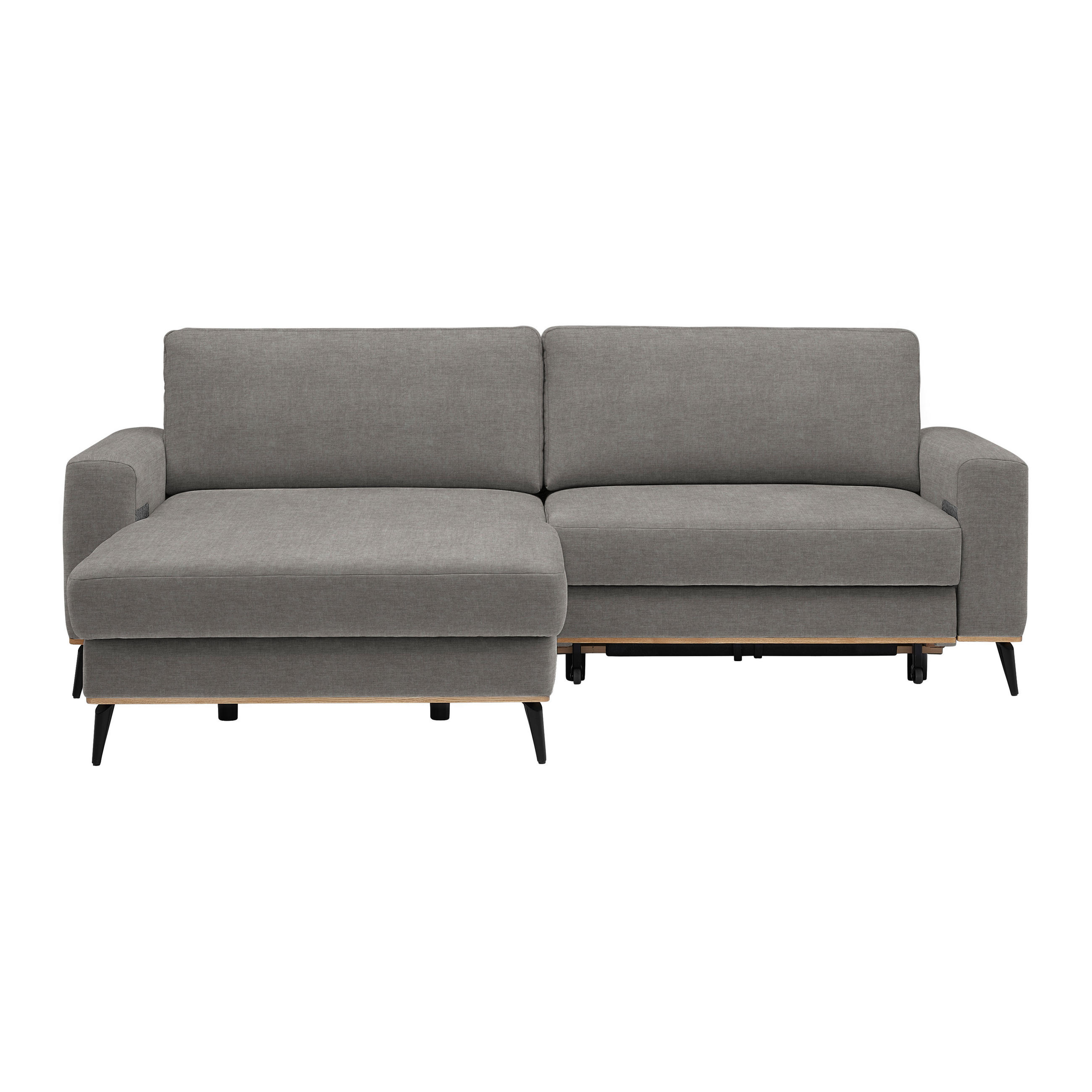 ECKSOFA in Chenille Taupe  - Taupe/Schwarz, Konventionell, Holz/Textil (167/234cm) - MID.YOU