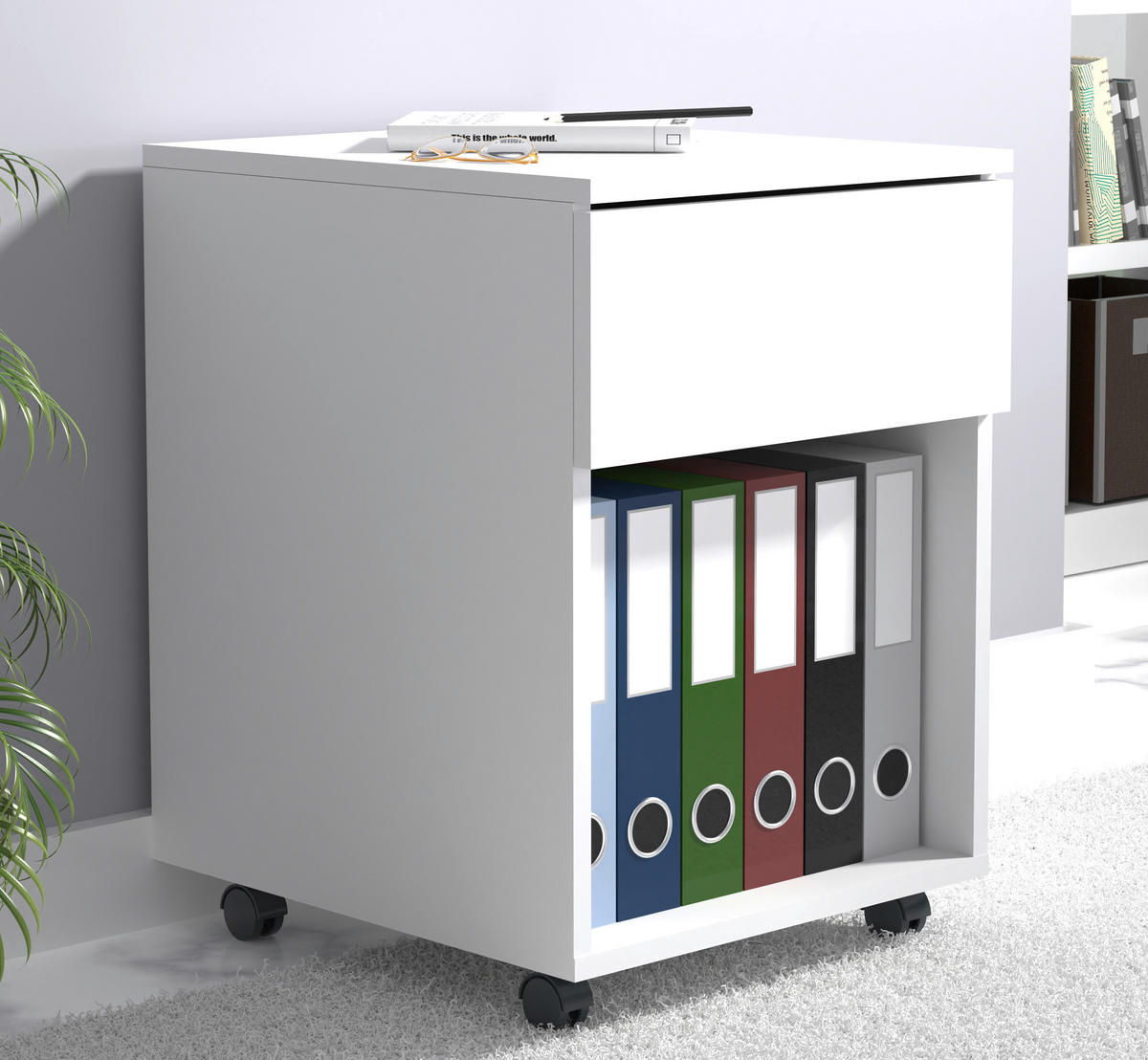 ROLLCONTAINER 39/55/45 cm  - Weiss, Modern, Holzwerkstoff/Kunststoff (39/55/45cm) - MID.YOU