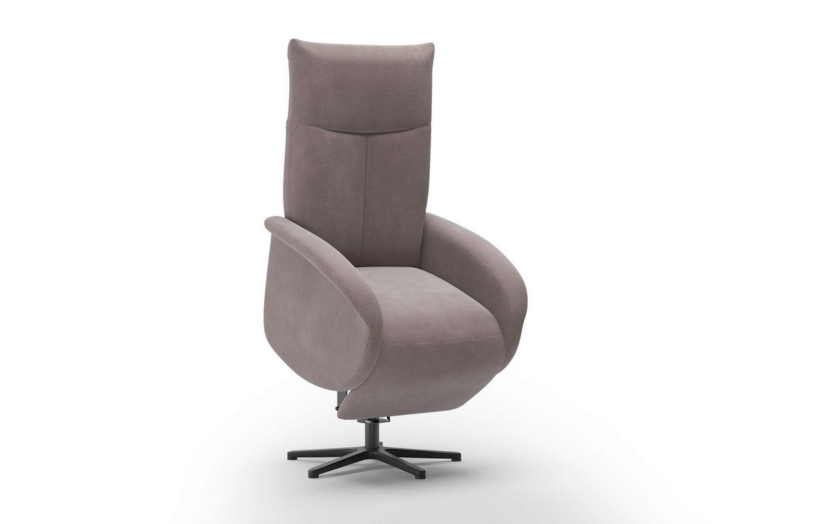 RELAXSESSEL GLENDALE E Flachgewebe Kopfteilverstellung, Rücken echt    - Taupe/Schwarz, KONVENTIONELL, Textil/Metall (75/112/82cm) - Sit & More